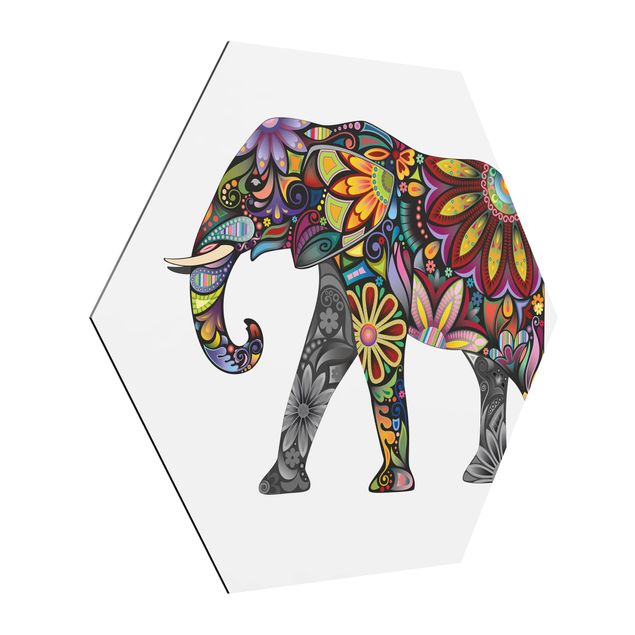 Hexagons Aluminium Dibond schilderijen No.651 Elephant Pattern