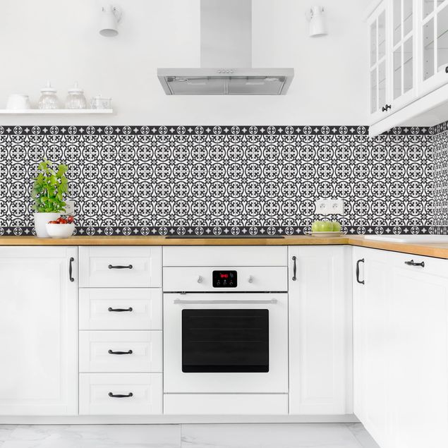 Achterwand voor keuken patroon Geometrical Tile Mix Circles Black
