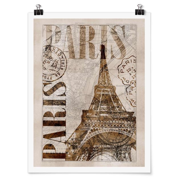 Posters Shabby Chic Collage - Paris