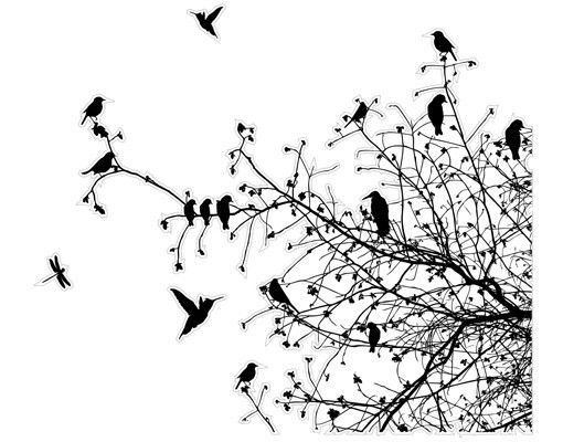 Raamstickers Branches and Birds in Autumn