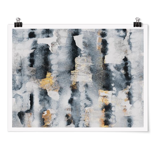 Posters Abstract Watercolour With Gold