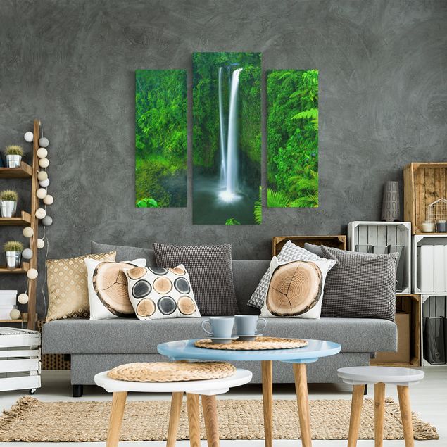 Canvas schilderijen - 3-delig Heavenly Waterfall