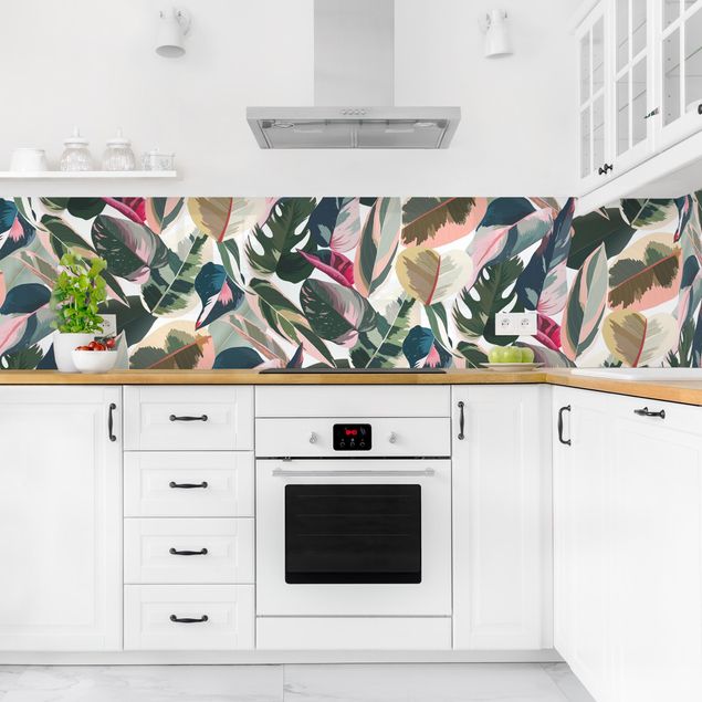 Achterwand voor keuken patroon Pink Tropical Pattern XXL II