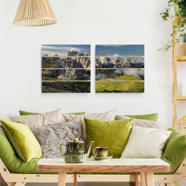 Houten schilderijen op plank - 2-delig Italian Alps