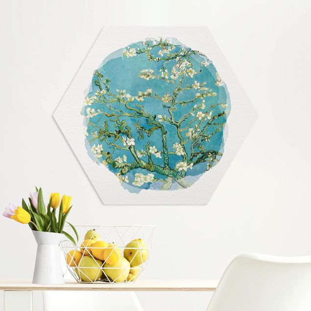 Hexagons Forex schilderijen WaterColours - Vincent Van Gogh - Almond Blossom