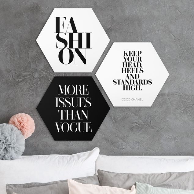 Hexagons Forex schilderijen - 3-delig Fashion Vogue & High Heels