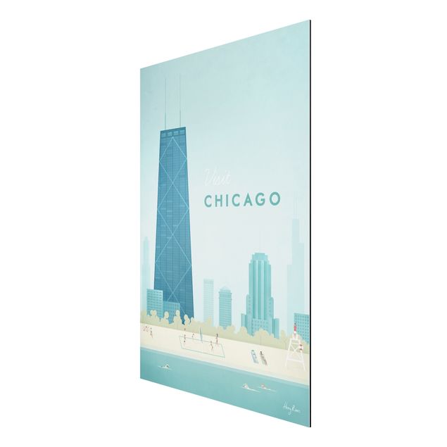 Aluminium Dibond schilderijen Travel Poster - Chicago