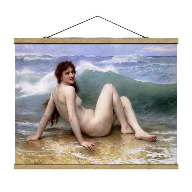 Stoffen schilderij met posterlijst William Adolphe Bouguereau - The Wave