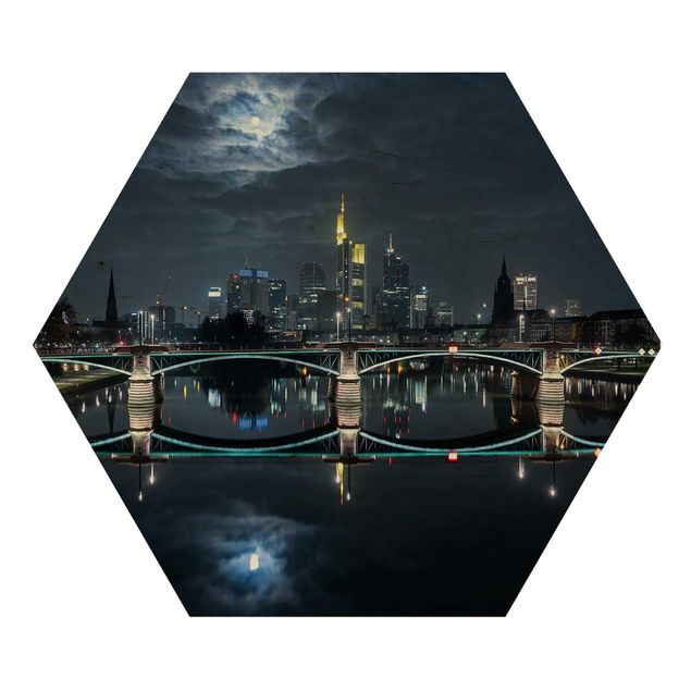 Hexagons houten schilderijen Frankfurt At Full Moon