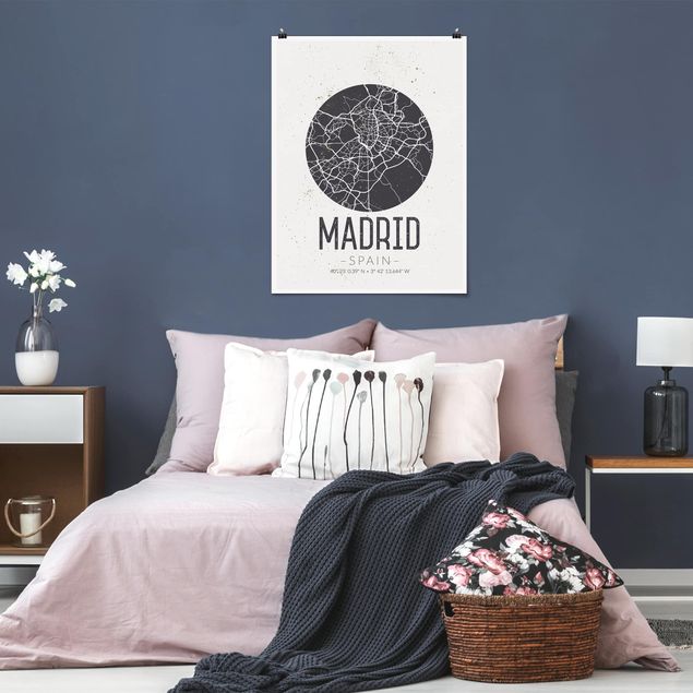 Posters Madrid City Map - Retro