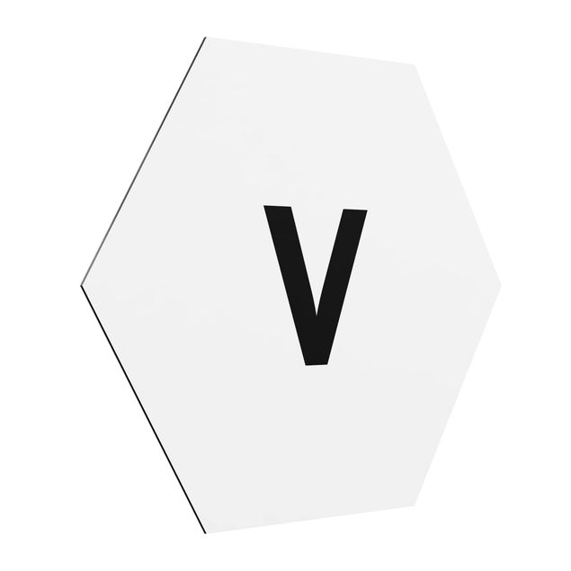 Hexagons Aluminium Dibond schilderijen Letter White V