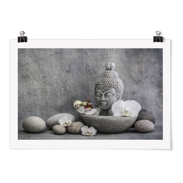 Posters Zen Buddha, Orchid And Stone