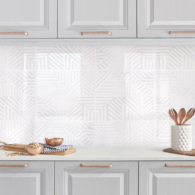 Achterwand voor keuken patroon Line Pattern Stamp In White
