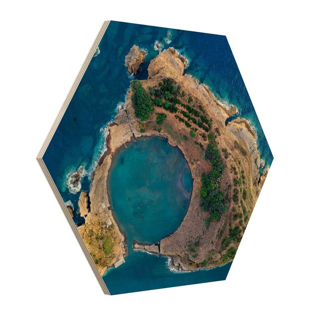 Hexagons houten schilderijen Aerial View - The Island Of Vila Franca Do Campo