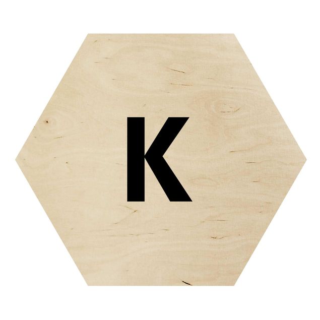 Hexagons houten schilderijen Letter White K