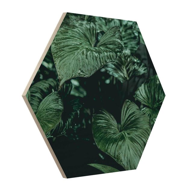 Hexagons houten schilderijen Tropical Plants I