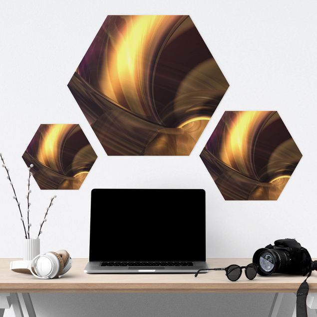 Hexagons Aluminium Dibond schilderijen Enchanted Fire