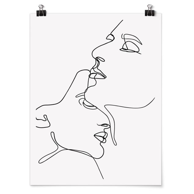 Posters Line Art Gentle Faces Black And White