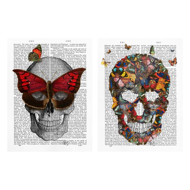 Canvas schilderijen - 2-delig  Scary Reading - Butterfly Mask Set I