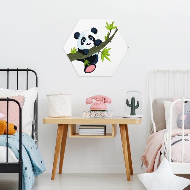Hexagons Forex schilderijen Climbing Panda