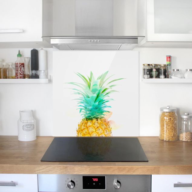 Spatscherm keuken Pineapple Watercolor