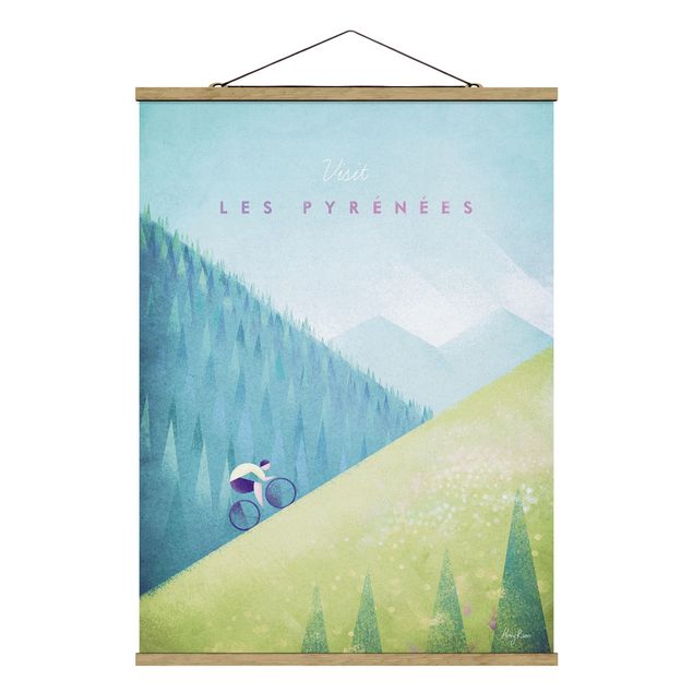 Stoffen schilderij met posterlijst Travel Poster - The Pyrenees