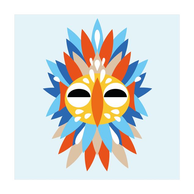 Vinyl tapijt Collage Ethnic Mask - Parrot
