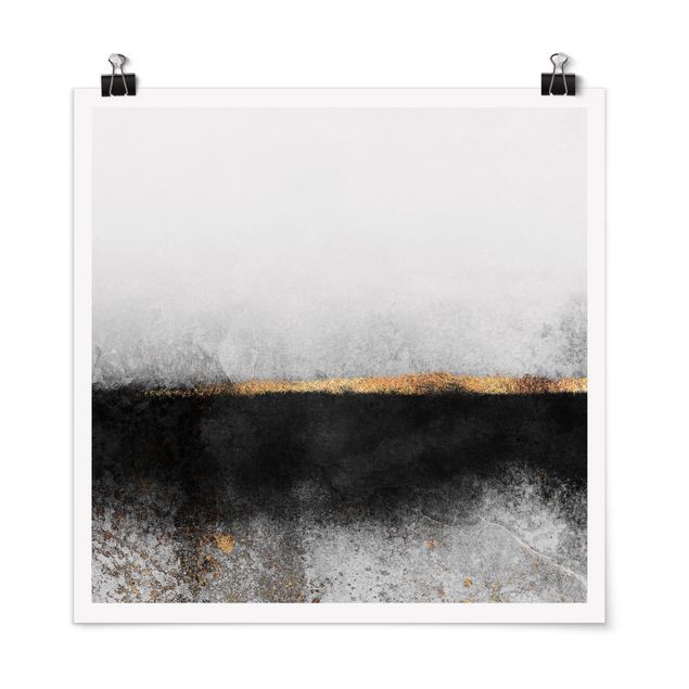 Posters Abstract Golden Horizon Black And White