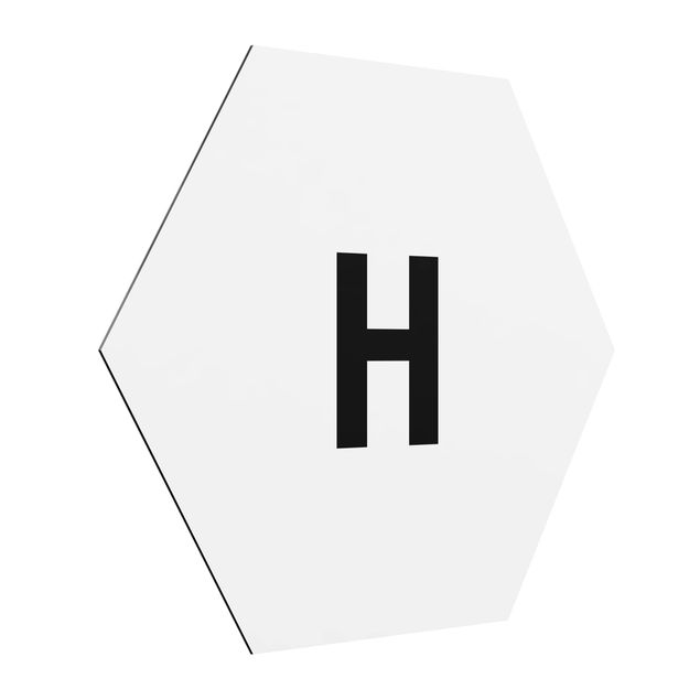 Hexagons Aluminium Dibond schilderijen Letter White H