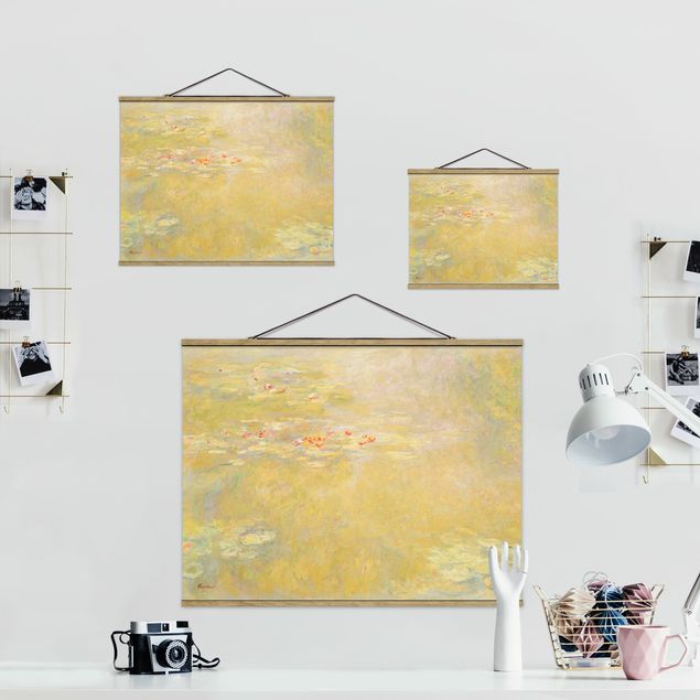Stoffen schilderij met posterlijst Claude Monet - The Water Lily Pond