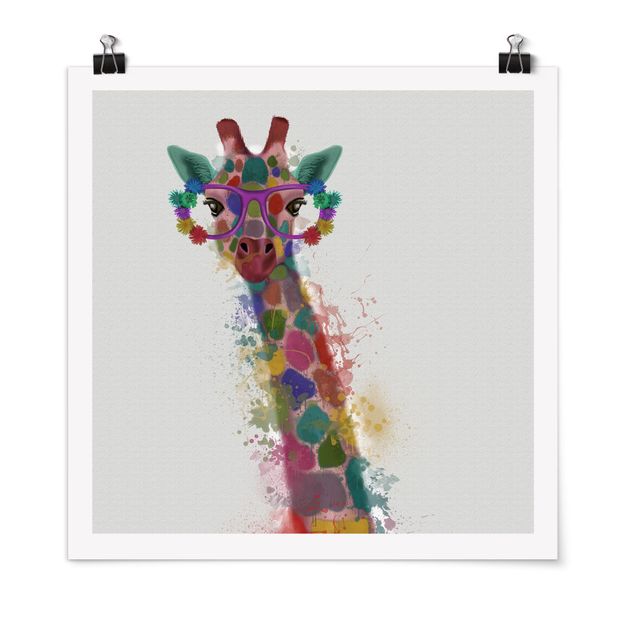 Posters Rainbow Splash Giraffe