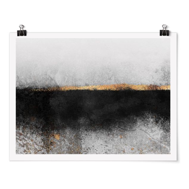 Posters Abstract Golden Horizon Black And White