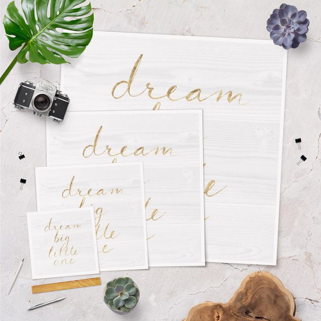 Posters Wooden Wall White - Dream Big