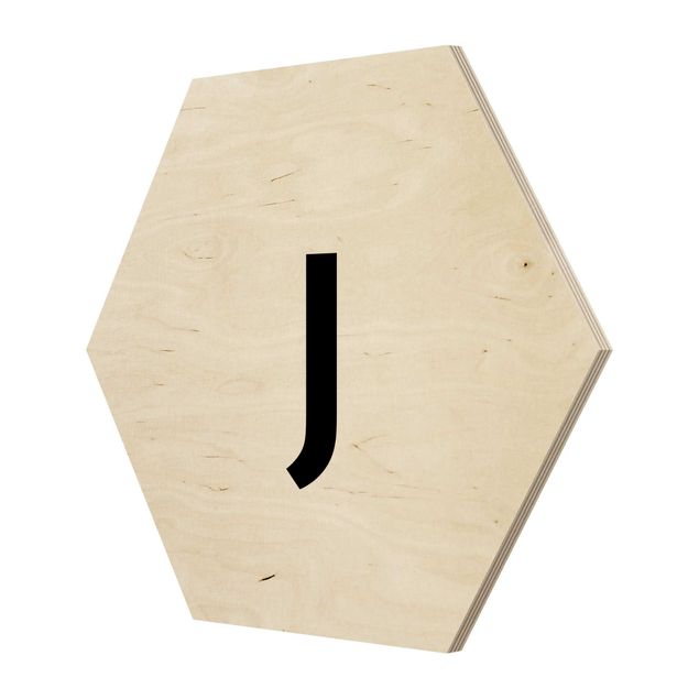 Hexagons houten schilderijen Letter White J