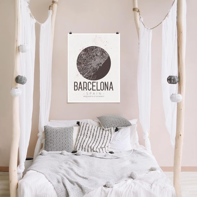 Posters Barcelona City Map - Retro