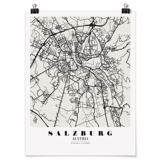 Posters Salzburg City Map - Classic