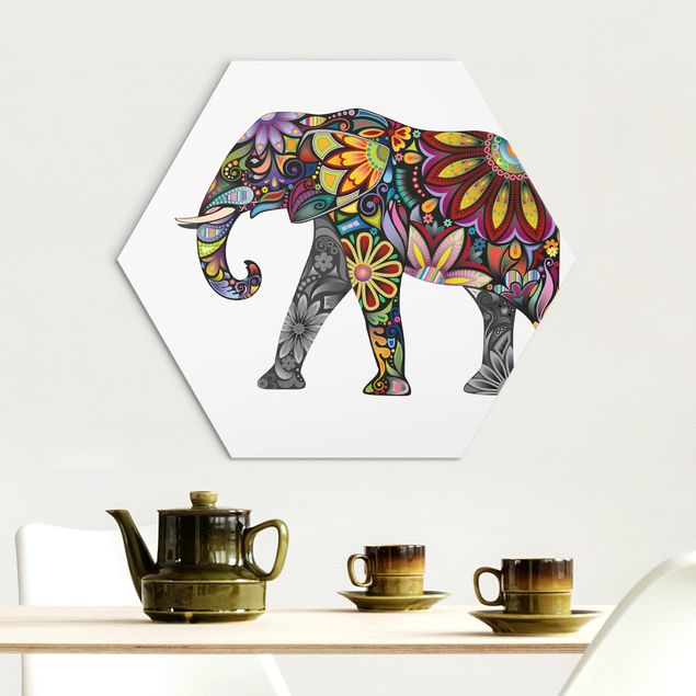 Hexagons Aluminium Dibond schilderijen No.651 Elephant Pattern