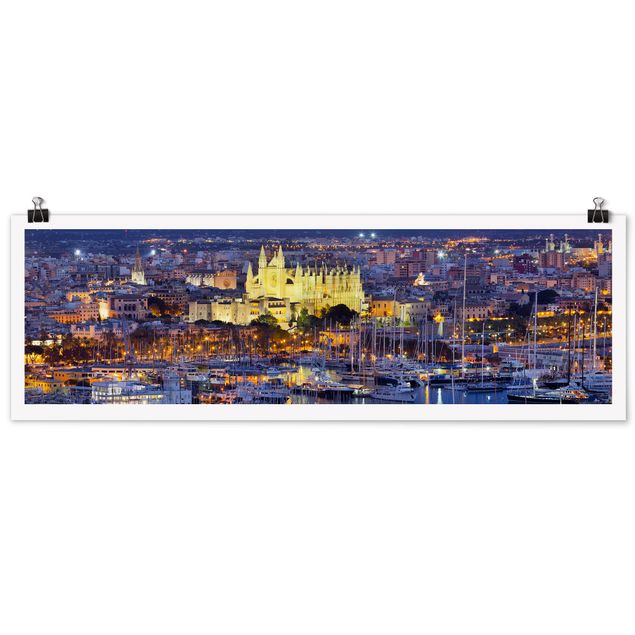 Posters Palma De Mallorca City Skyline And Harbor