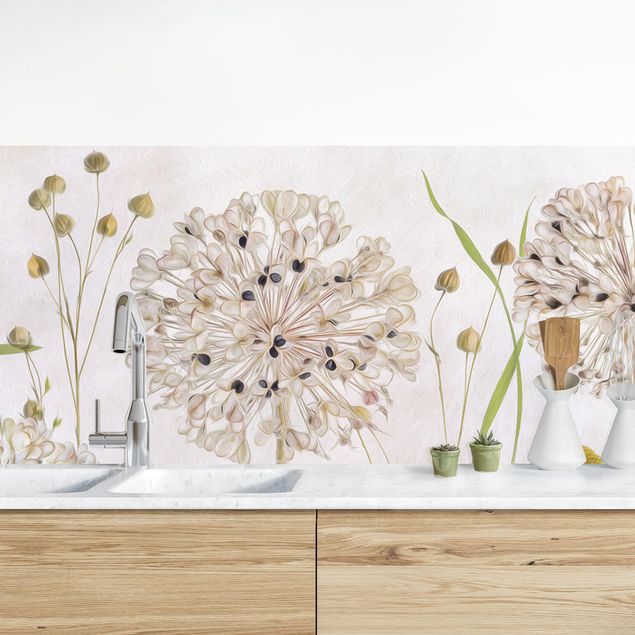 Achterwand voor keuken bloemen Allium And Helenium Illustration