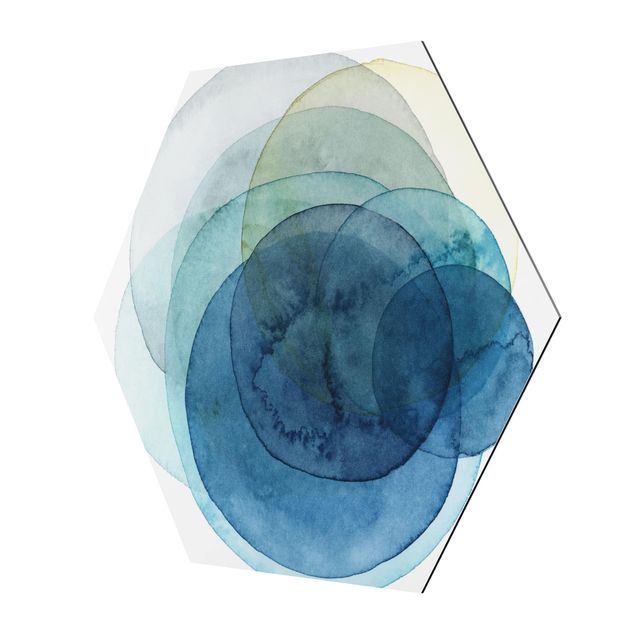 Hexagons Aluminium Dibond schilderijen Big Bang - Blue
