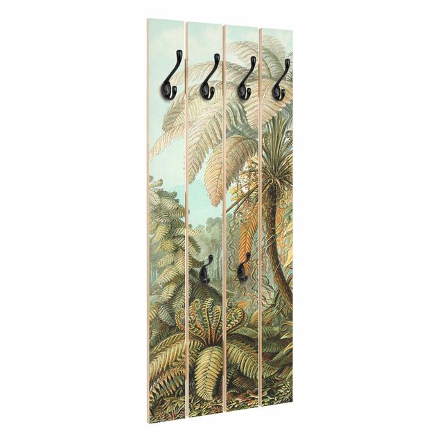 Wandkapstokken houten pallet Botany Vintage Illustration Leaves Ferns