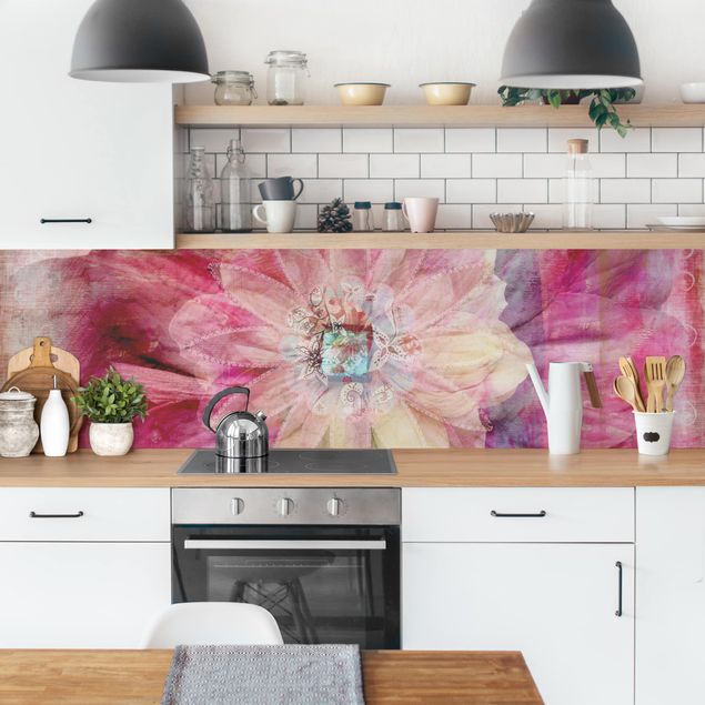Achterwand voor keuken abstract Grunge Flower