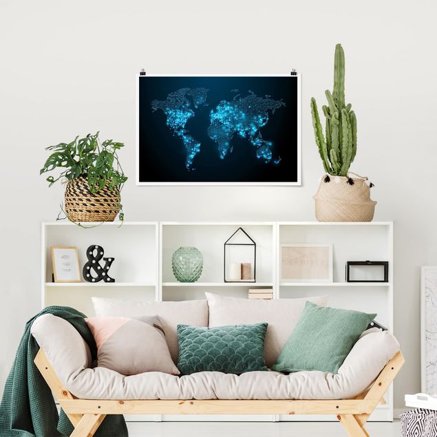Posters Connected World World Map