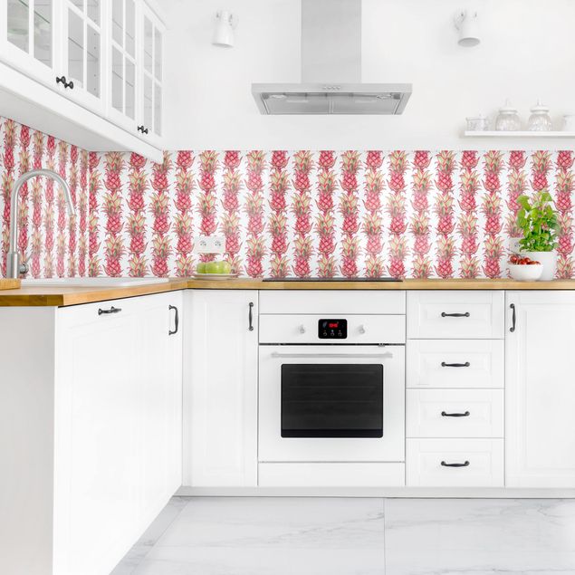 Achterwand voor keuken patroon Tropical Pineapple Stripes II
