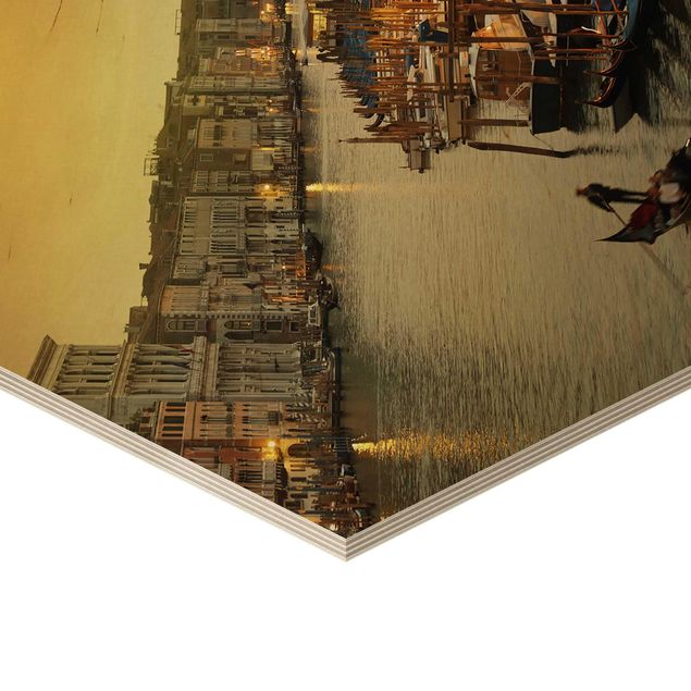 Hexagons houten schilderijen Grand Canal Of Venice