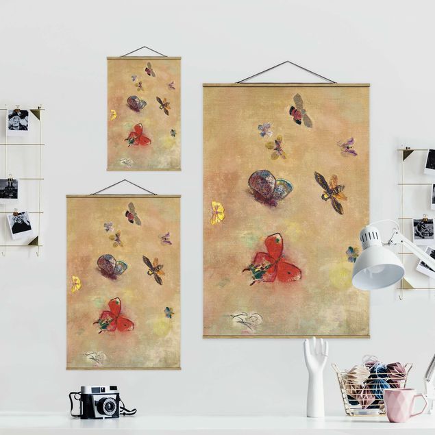 Stoffen schilderij met posterlijst Odilon Redon - Colourful Butterflies
