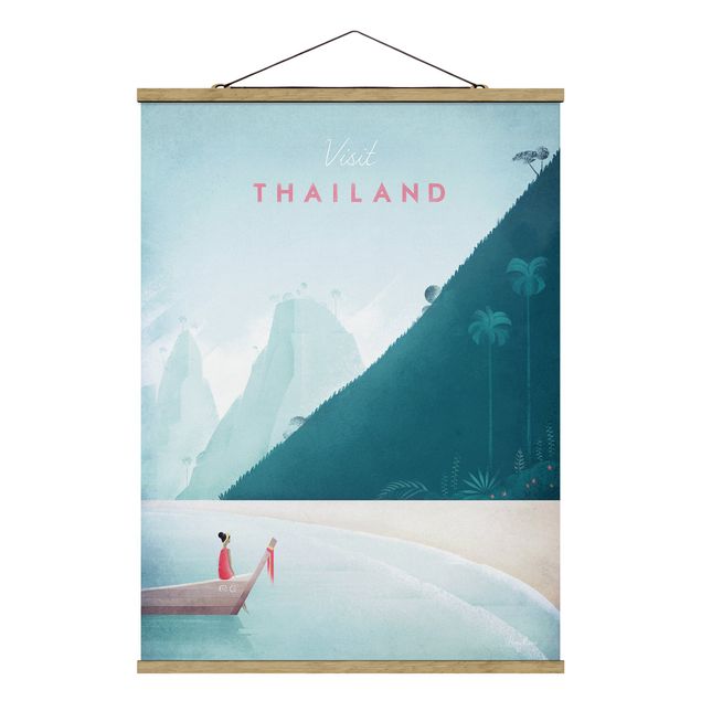 Stoffen schilderij met posterlijst Travel Poster - Thailand