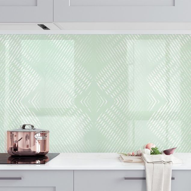 Achterwand voor keuken patroon Rhombic Pattern With Stripes In Mint Colour II