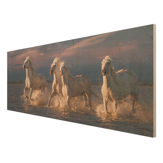 Houten schilderijen Wild Horses In Kamargue