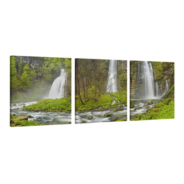 Canvas schilderijen - 3-delig Waterfalls Cascade De Flumen
